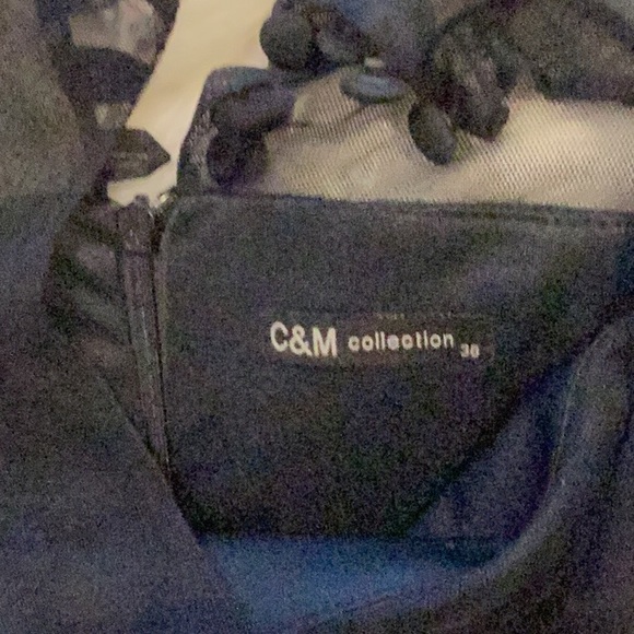 C&M collection exquisite sequins tulle evening dress black navy no tags - Picture 4 of 7